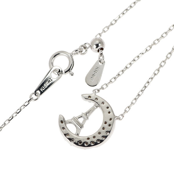 K18WG ダイヤモンド ペンダントネックレス 0.20ct 月