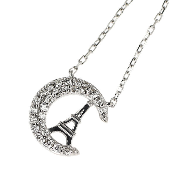K18WG ダイヤモンド ペンダントネックレス 0.20ct 月