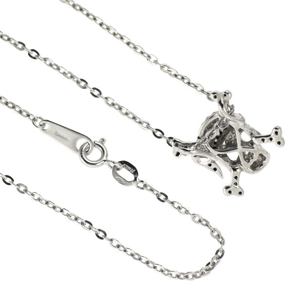 K18WG ブラック/カラーレス ダイヤモンド ペンダントネックレス 0.52ct ドクロ スカル