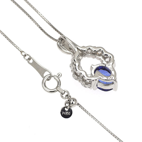 Pt900/ Pt850 サファイア ダイヤモンド ペンダントネックレス 1.02ct D0.50ct