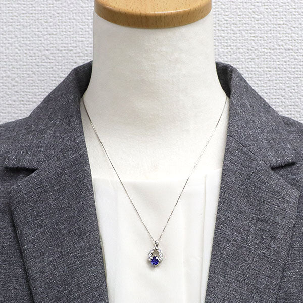 Pt900/ Pt850 サファイア ダイヤモンド ペンダントネックレス 1.02ct D0.50ct