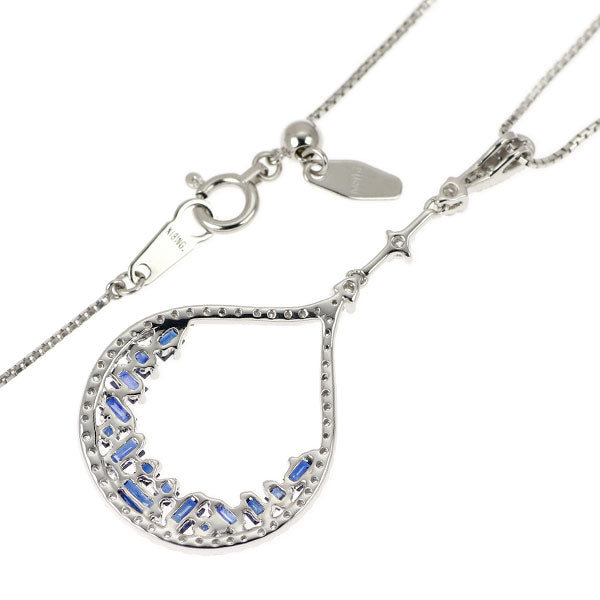 K18WG サファイア ダイヤモンド ペンダントネックレス 0.78ct D0.32ct