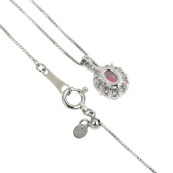 Pt950/ Pt850 非加熱ピジョンブラッド ルビー ダイヤモンド ペンダントネックレス 0.22ct D0.25ct