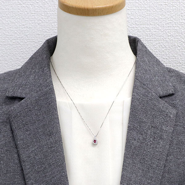 Pt950/ Pt850 非加熱ピジョンブラッド ルビー ダイヤモンド ペンダントネックレス 0.22ct D0.25ct