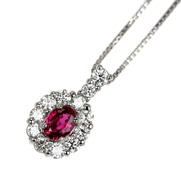 Pt950/ Pt850 非加熱ピジョンブラッド ルビー ダイヤモンド ペンダントネックレス 0.22ct D0.25ct