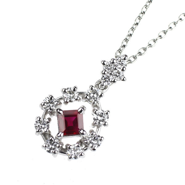 Pt900/ Pt850 ルビー ダイヤモンド ペンダントネックレス 0.20ct D0.25ct
