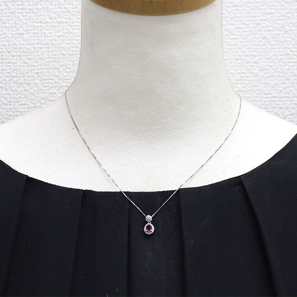 Pt900/ Pt850 ルビー ダイヤモンド ペンダントネックレス 0.33ct D0.13ct