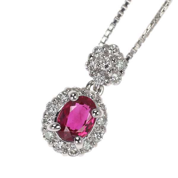 Pt900/ Pt850 ルビー ダイヤモンド ペンダントネックレス 0.33ct D0.13ct