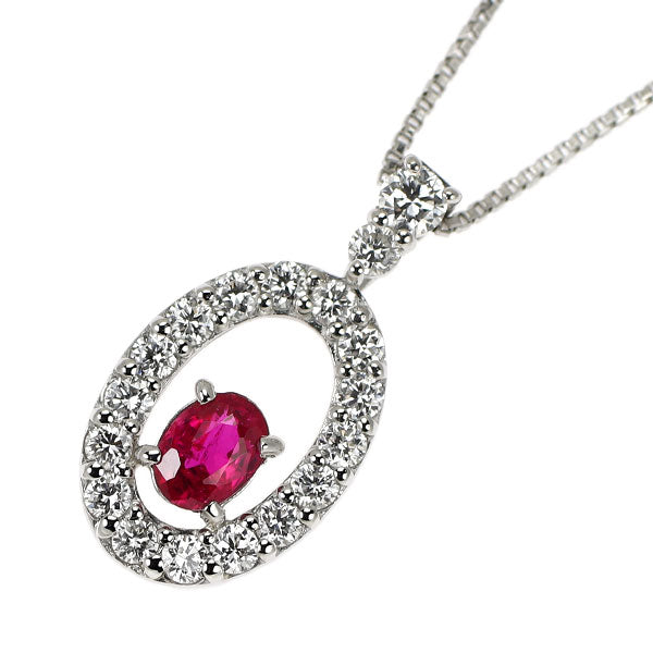 Pt950/ Pt850 非加熱 ピジョンブラッドルビー ダイヤモンド ペンダントネックレス 0.21ct D0.24ct