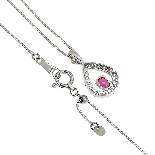 Pt950/ Pt850 非加熱 ピジョンブラッドルビー ダイヤモンド ペンダントネックレス 0.21ct D0.24ct