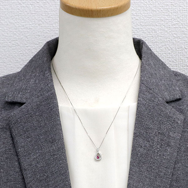 Pt950/ Pt850 非加熱 ピジョンブラッドルビー ダイヤモンド ペンダントネックレス 0.21ct D0.24ct