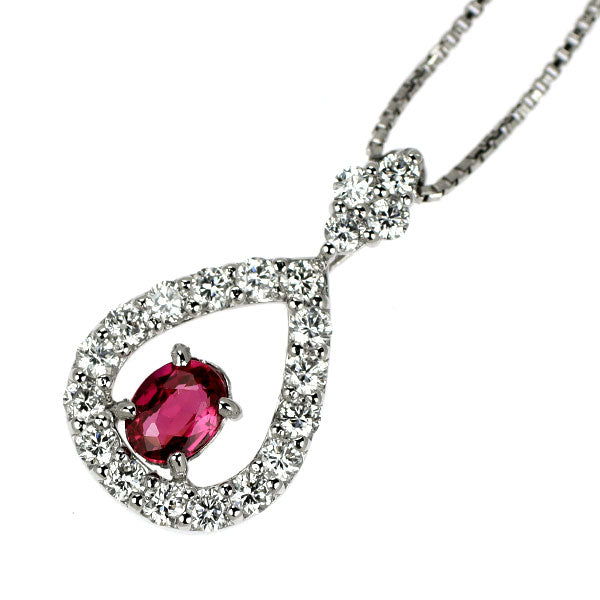 Pt950/ Pt850 非加熱 ピジョンブラッドルビー ダイヤモンド ペンダントネックレス 0.21ct D0.24ct