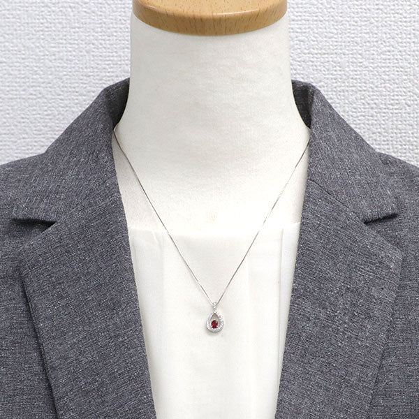 Pt900/ Pt850 非加熱 ピジョンブラッドルビー ダイヤモンド ペンダントネックレス 0.32ct D0.27ct