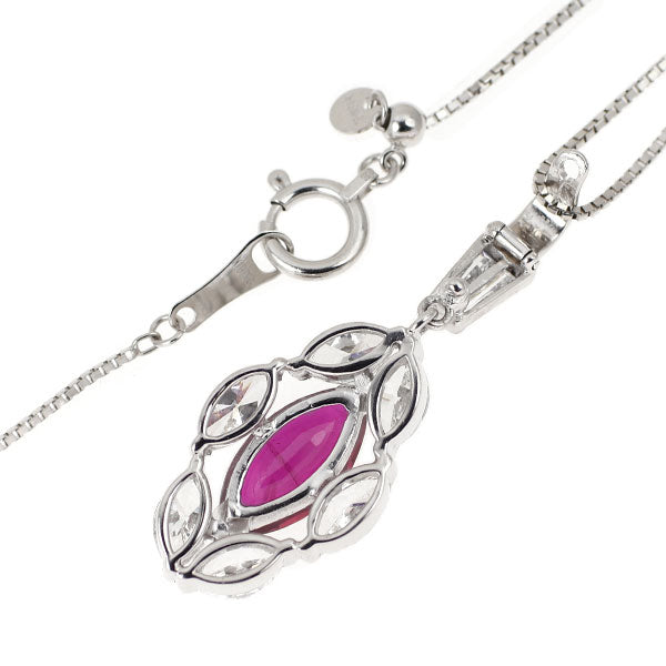 K18WG タイ産 ルビー ダイヤモンド ペンダントネックレス 1.52ct D1.39ct