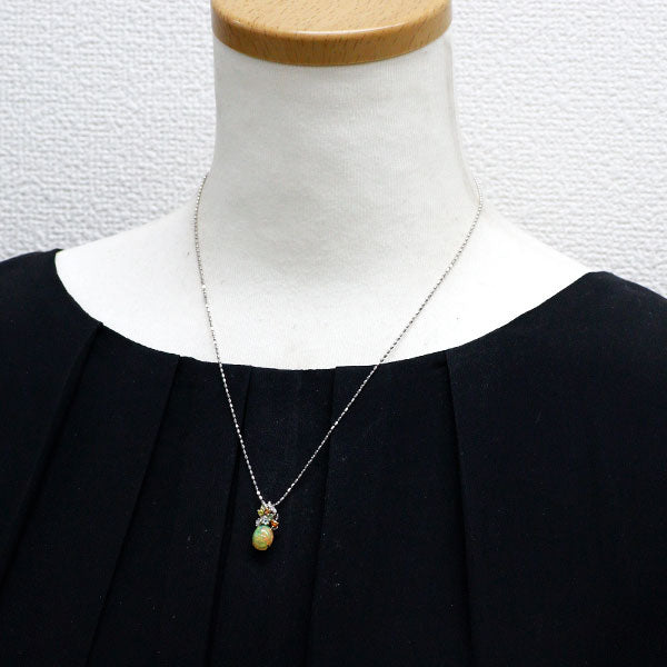 K18YG/WG オパール カラーサファイア パライバトルマリン ダイヤ ペンダントネックレス 1.00ct CS0.18ct T0.02ct D0.05ct