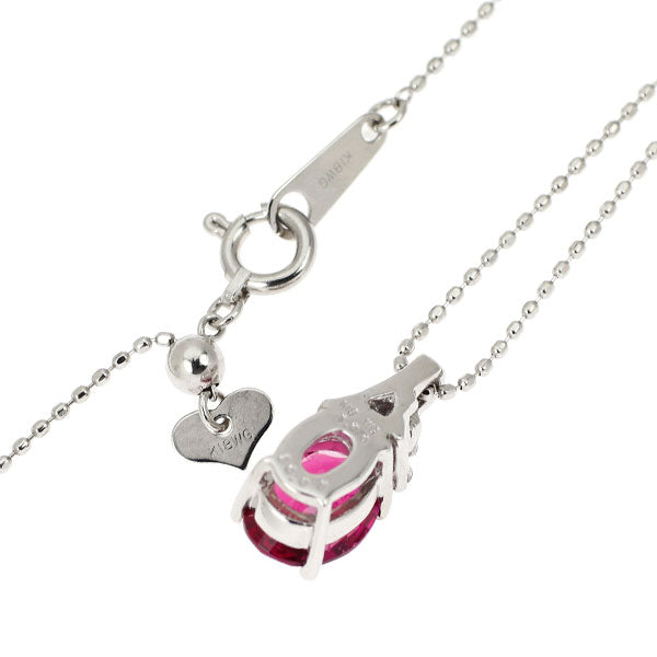 K18WG ルベライト ダイヤモンド ペンダントネックレス 1.06ct D0.03ct