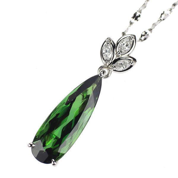 Pt900/ Pt850 グリーントルマリン ダイヤモンド ペンダントネックレス 6.11ct D0.20ct