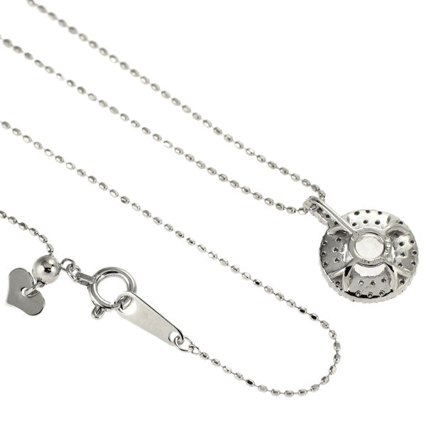 K18WG ムーンストーン ダイヤモンド ペンダントネックレス 0.44ct D0.25ct