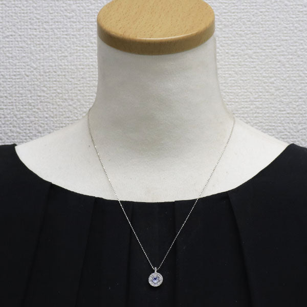 K18WG ムーンストーン ダイヤモンド ペンダントネックレス 0.44ct D0.25ct