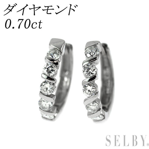 PT900 ダイヤモンド ピアス Pt900 ダイヤモンド ピアス 0.70ct フープ — セルビーオンラインストア