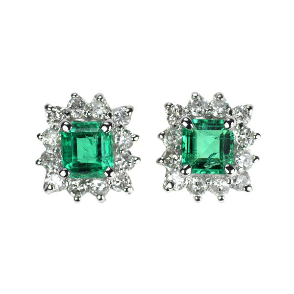 Pt900 エメラルド ダイヤモンド ピアス 0.58ct D0.40ct