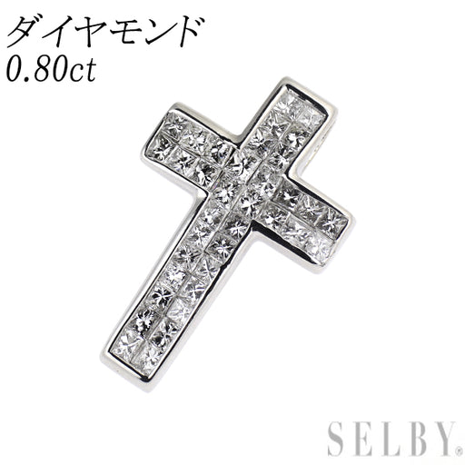 K18WG ダイヤモンド ペンダントトップ 0.80ct クロス ミステリー