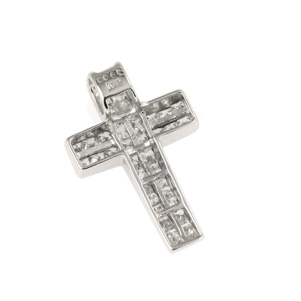 K18WG ダイヤモンド ペンダントトップ 0.80ct クロス ミステリーセッティング