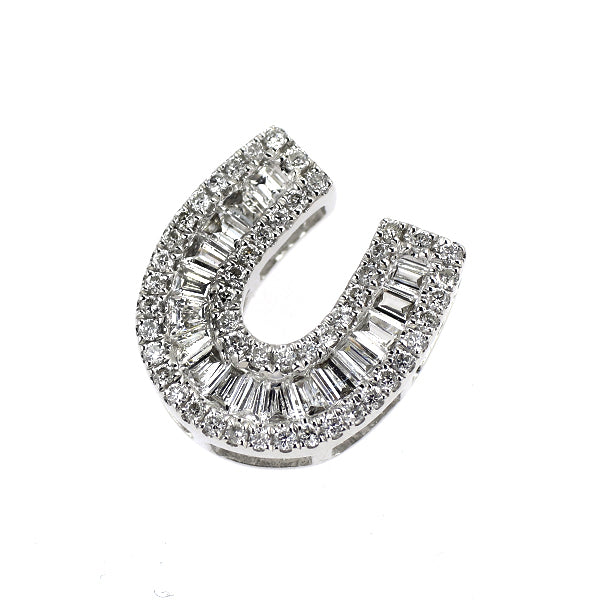 K18WG ダイヤモンド ペンダントトップ 0.40ct 馬蹄 ホースシュー
