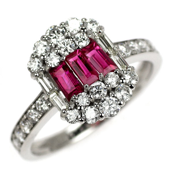 Pt950 ルビー ダイヤモンド リング 0.48ct D0.78ct