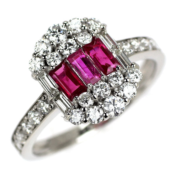 Pt950 ルビー ダイヤモンド リング 0.48ct D0.78ct