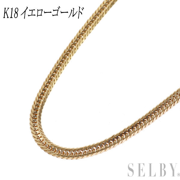 K18YG ネックレス 喜平トリプル 片面つや消し 50cm