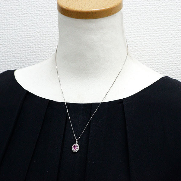 希少 Pt950/ Pt850 パパラチア サファイア ダイヤモンド ペンダントネックレス 0.71ct D0.51ct