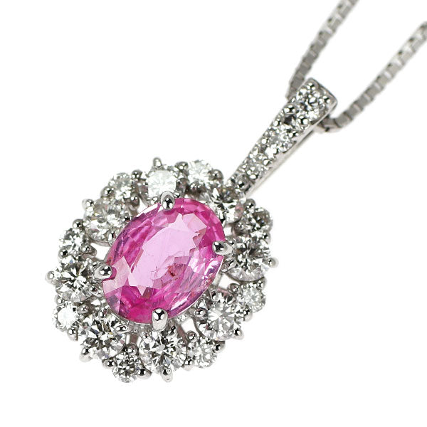 希少 Pt950/ Pt850 パパラチア サファイア ダイヤモンド ペンダントネックレス 0.71ct D0.51ct