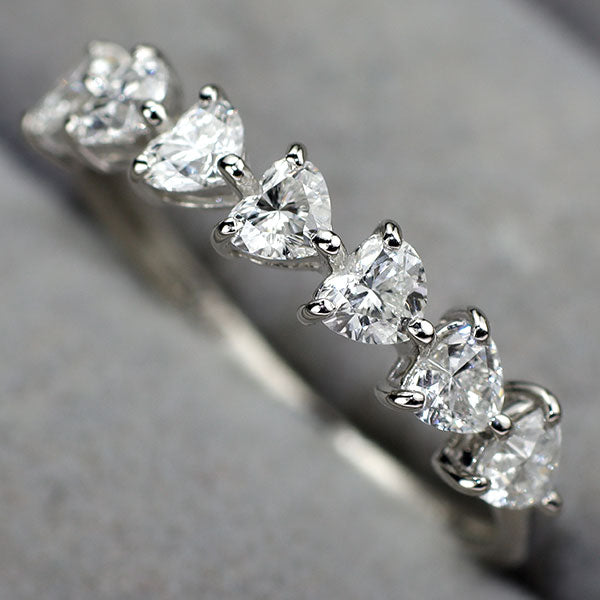 新品 Pt900 ハートシェイプ ダイヤモンド リング D0.78ct 【エスコレ】 ハーフエタニティ