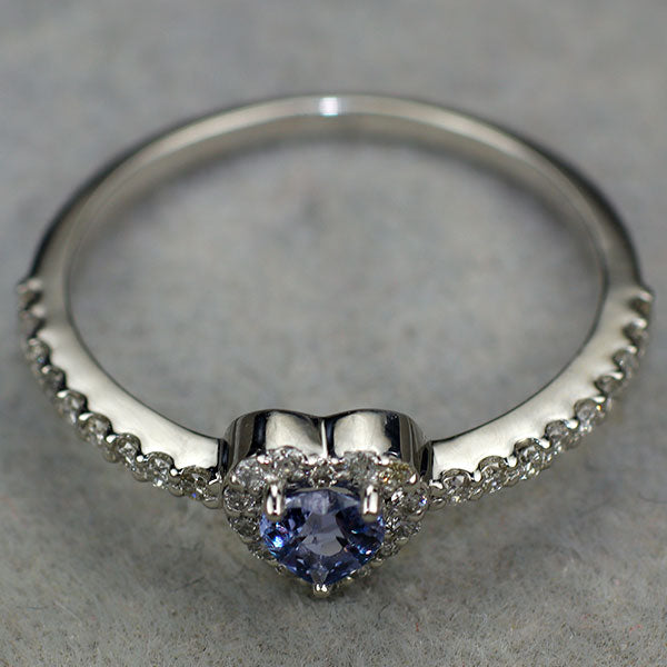 新品 Pt900 ハートシェイプ コバルト含有ブルースピネル ダイヤモンド リング 0.24ct D0.18ct 希少石 レアストーン【エスコレ】