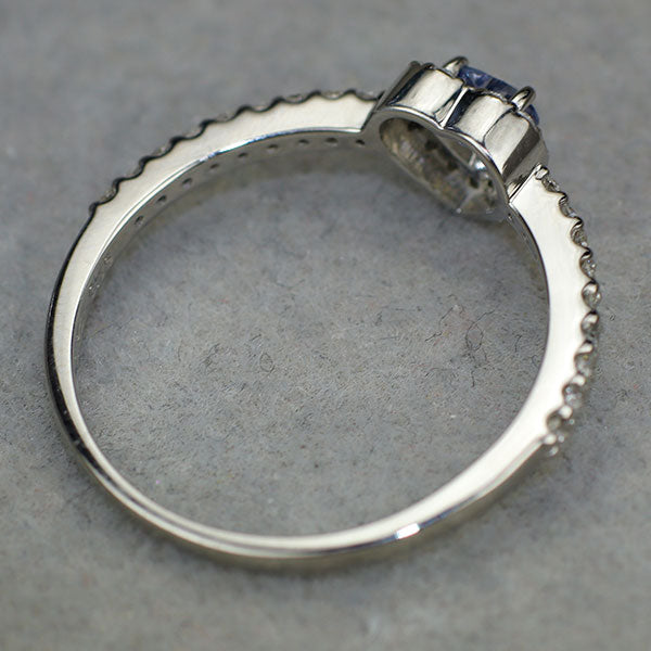新品 Pt900 ハートシェイプ コバルト含有ブルースピネル ダイヤモンド リング 0.24ct D0.18ct 希少石 レアストーン【エスコレ】
