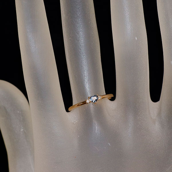 新品 K18PG ハートシェイプ コバルト含有ブルースピネル ダイヤモンド リング 0.16ct D0.02ct 希少石 レアストーン【エスコレ】