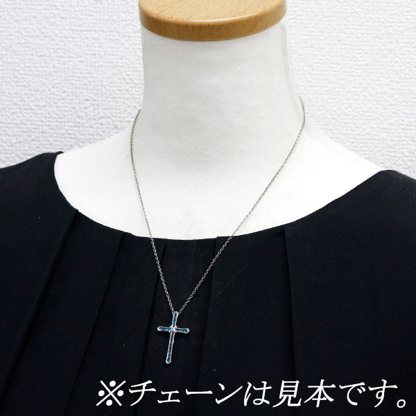 QVC K18WG トリートブルー ダイヤモンド ペンダントトップ 0.40ct クロス