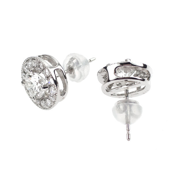 新品 Pt950/ Pt900 ダイヤモンド ピアス 1.051ct G SI1/SI2 G D0.46ct 鍛造ミルグレイン【エスコレ】