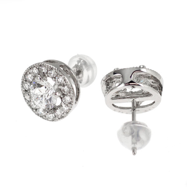 新品 Pt950/ Pt900 ダイヤモンド ピアス 1.069ct E SI1/SI2 VG/G D0.46ct 鍛造ミルグレイン【エスコレ】