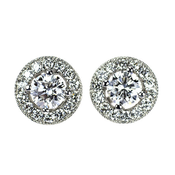 新品 Pt950/ Pt900 ダイヤモンド ピアス 1.069ct E SI1/SI2 VG/G D0.46ct 鍛造ミルグレイン【エスコレ】