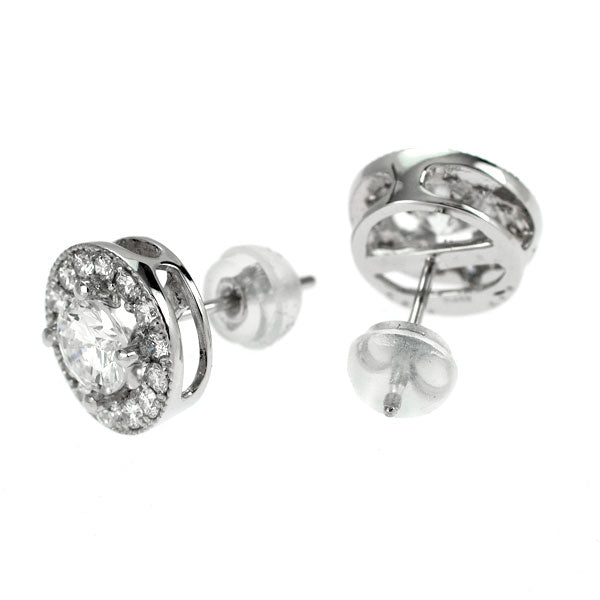 新品 Pt950/ Pt900 ダイヤモンド ピアス 1.061ct G SI2 G D0.46ct 鍛造ミルグレイン【エスコレ】