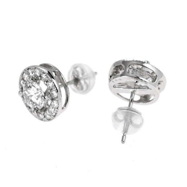 新品 Pt950/ Pt900 ダイヤモンド ピアス 1.017ct F SI2 VG D0.46ct 鍛造ミルグレイン【エスコレ】