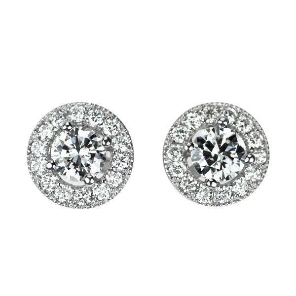 新品 Pt950/ Pt900 ダイヤモンド ピアス 1.017ct F SI2 VG D0.46ct 鍛造ミルグレイン【エスコレ】