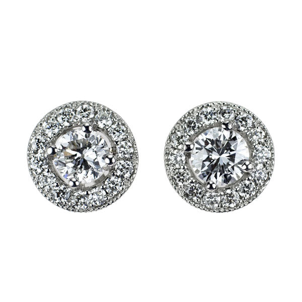 新品 Pt950/ Pt900 ダイヤモンド ピアス 1.008ct E/F SI2 G D0.46ct 鍛造ミルグレイン【エスコレ】