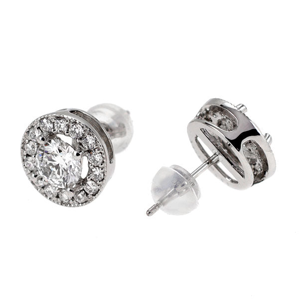新品 Pt950/ Pt900 ダイヤモンド ピアス 1.044ct G SI2 VG D0.46ct 鍛造ミルグレイン【エスコレ】