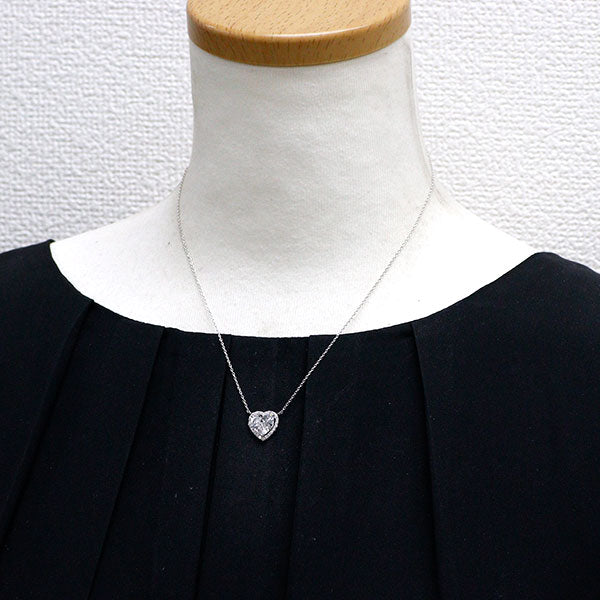 K18WG ハートシェイプ ダイヤモンド ペンダントネックレス 2.026ct D SI2 D0.242ct