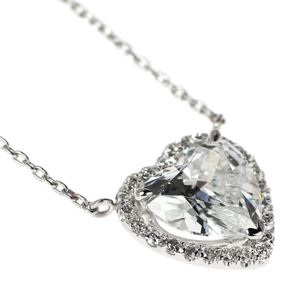 K18WG ハートシェイプ ダイヤモンド ペンダントネックレス 2.026ct D SI2 D0.242ct