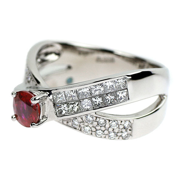 Pt900 ルビー ダイヤモンド リング 0.67ct D1.15ct