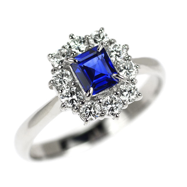 Pt900 サファイア ダイヤモンド リング 0.41ct D0.48ct